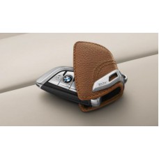 Кожаный футляр BMW для ключа со стальным зажимом, цвет Saddle Brown (коричневый)